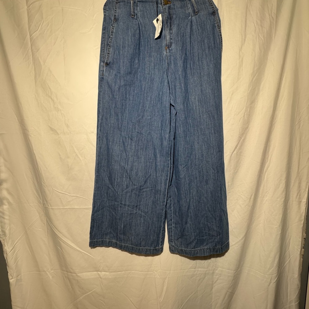 Wide Leg Blue Denim Jeans
